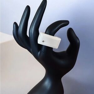 Sculptural Stone Band Ring Size 6.5 Real Diamond Accent Modern Statement Jewelry